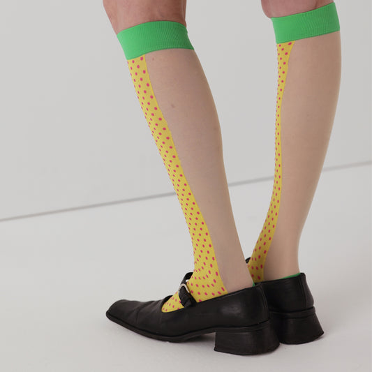 YELLOW MICRO DOT KNEE HIGHS / ソックス