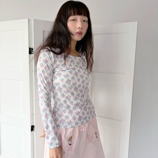 FLOWER PRINT T / WHITE / フラワープリントトップ
