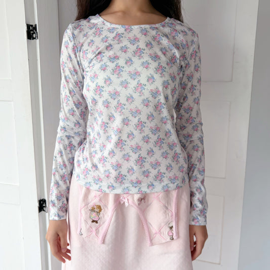 FLOWER PRINT T / WHITE / フラワープリントトップ