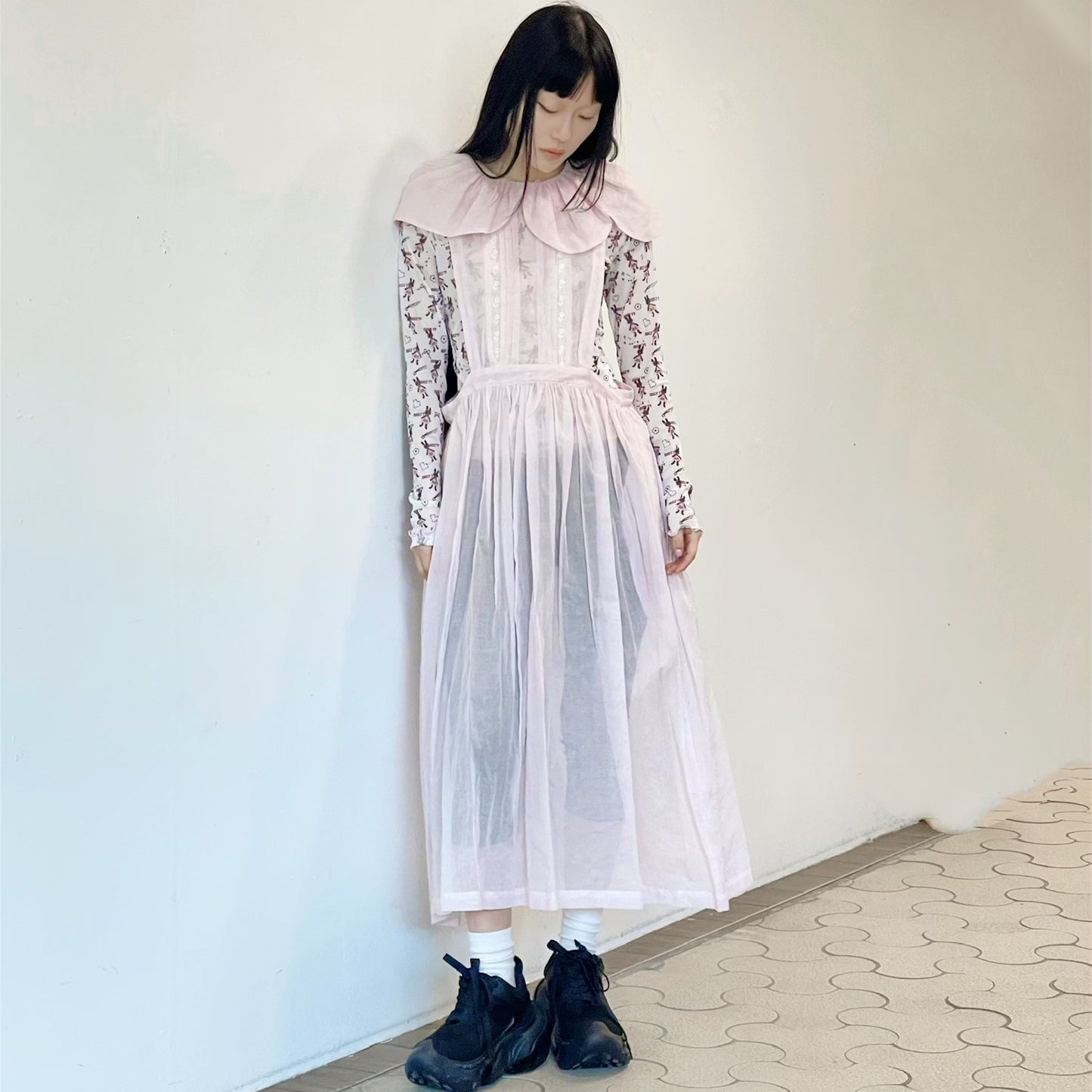 Sheer Cotton Dress / Black / シアーコットンドレス