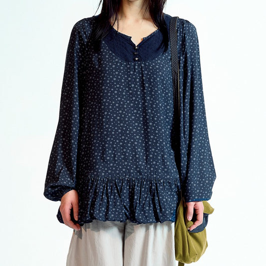 DUDU PUFF BLOUSE / NAVY / パフスリーブトップ