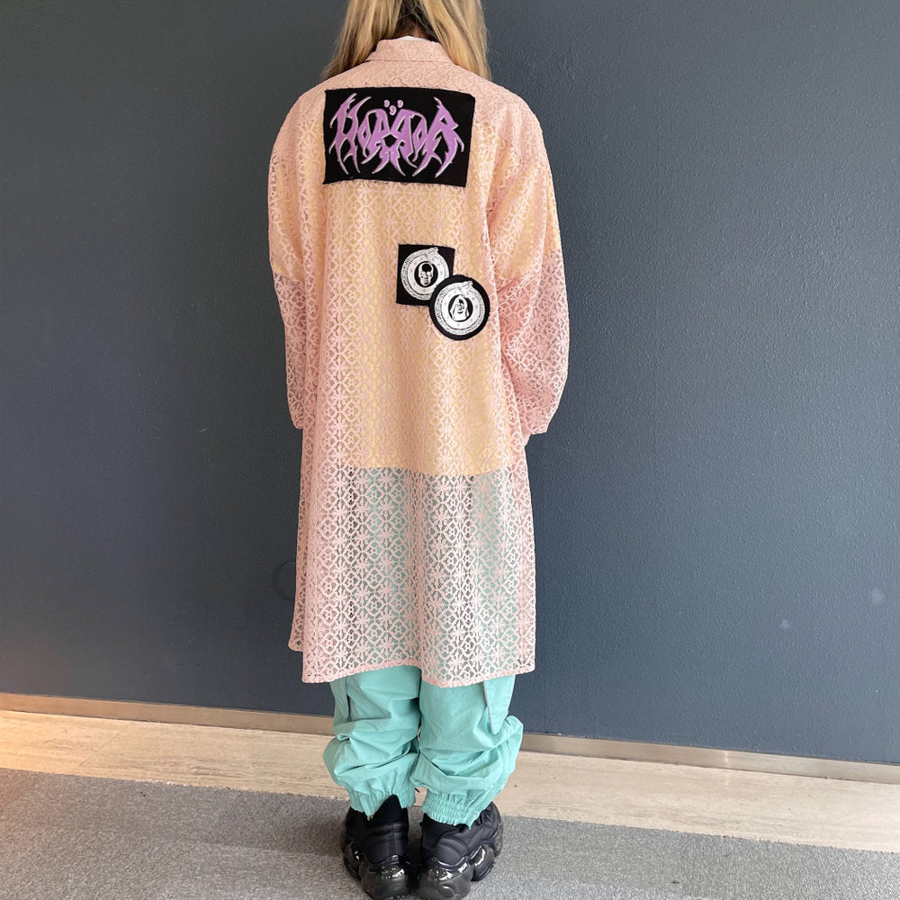 LACE LONG SHIRT HO99O9 COLLABORATION / PINK / レースロングシャツ