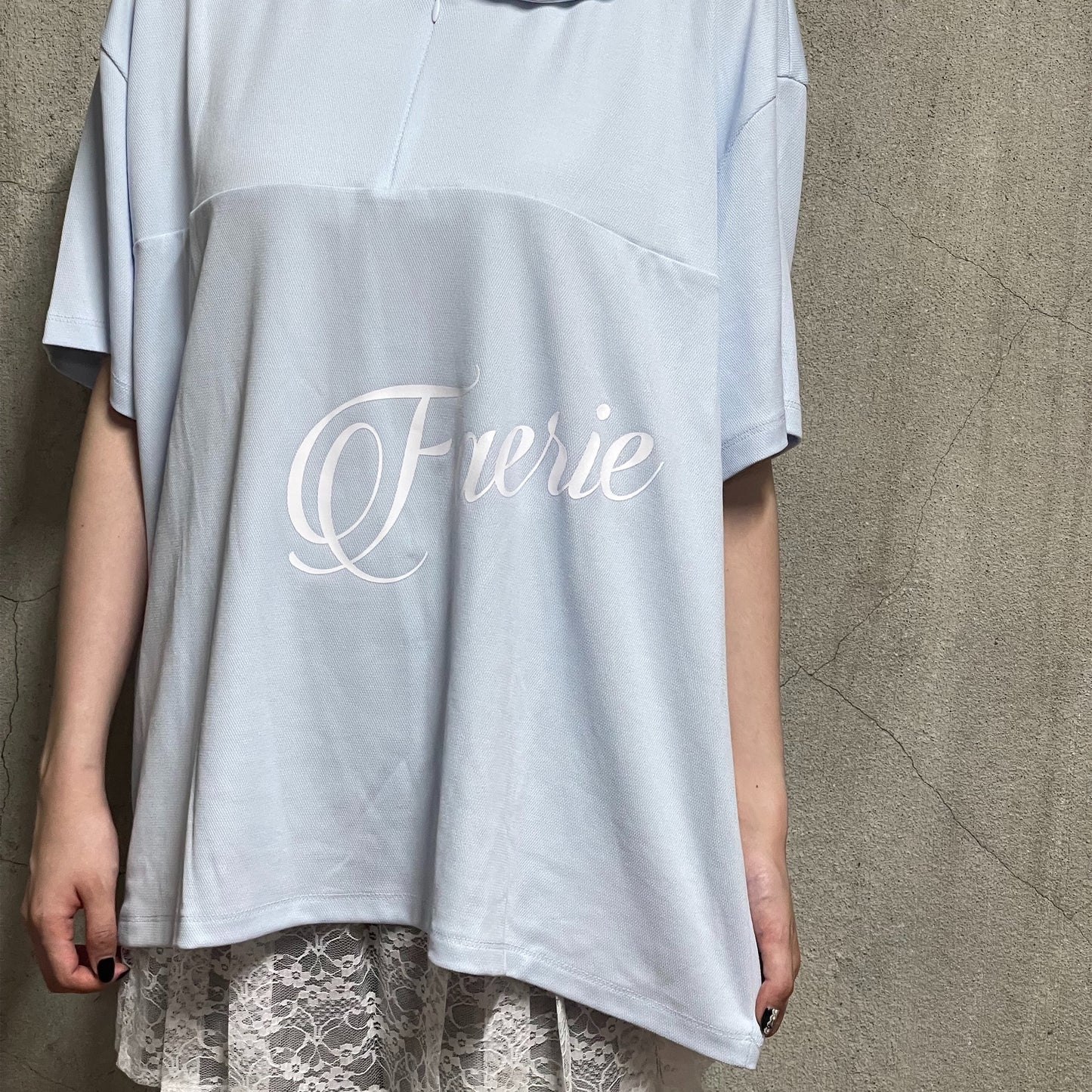 [fa.er.ie] sailor collar mesh loose top / sky blue / セーラーカラーメッシュトップ