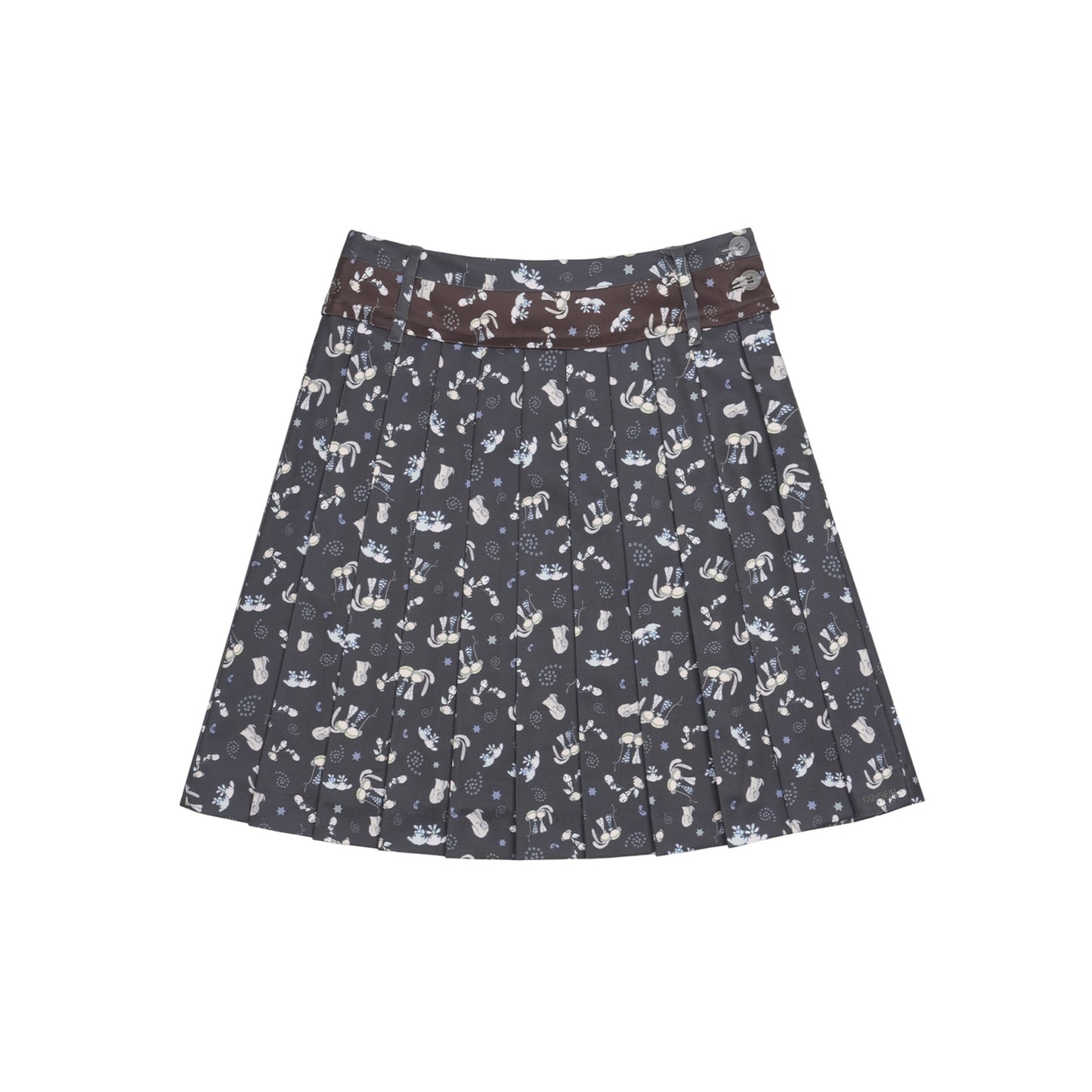 TEJI TWO-TONE PATTERN PLEATS SKIRT / CHARCOAL / パターンプリーツスカート