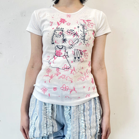 Flower Print Tshirt / White / グラフィックTシャツ