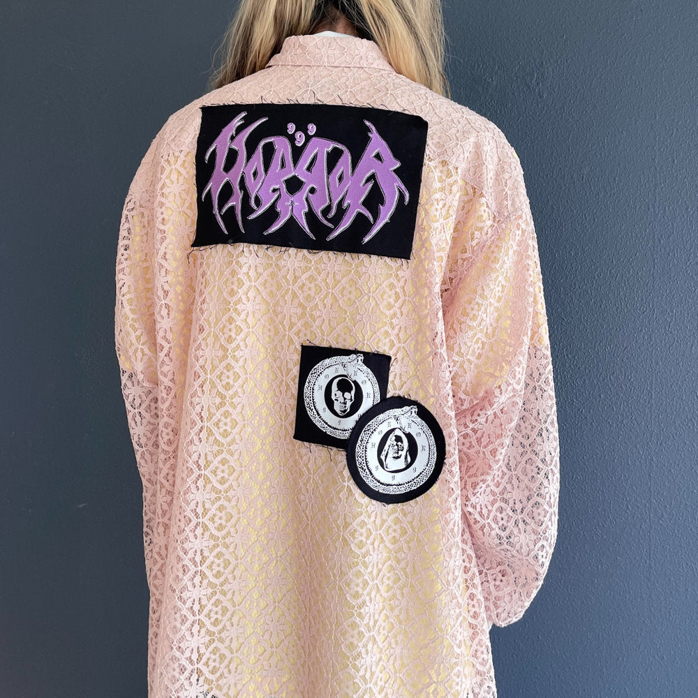 LACE LONG SHIRT HO99O9 COLLABORATION / PINK / レースロングシャツ