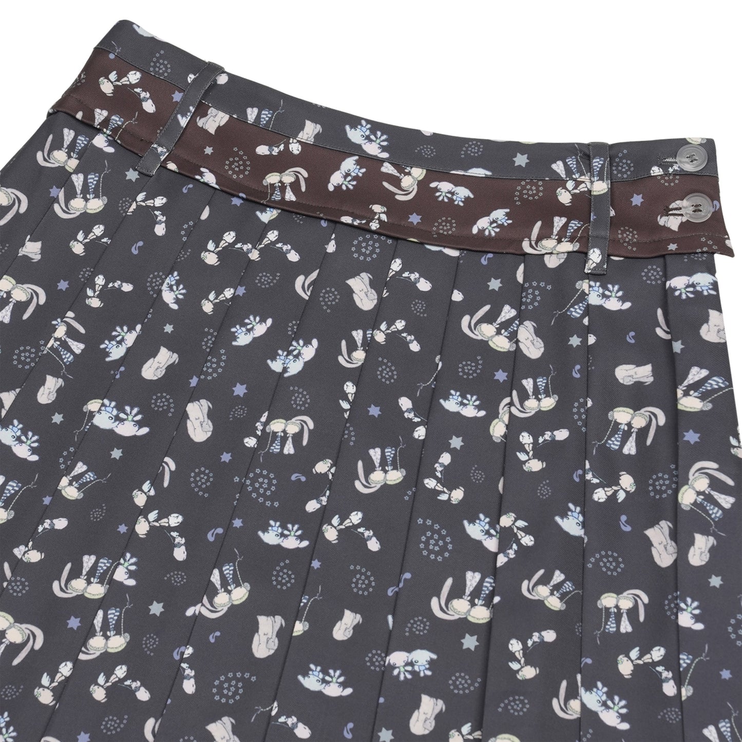 TEJI TWO-TONE PATTERN PLEATS SKIRT / CHARCOAL / パターンプリーツスカート