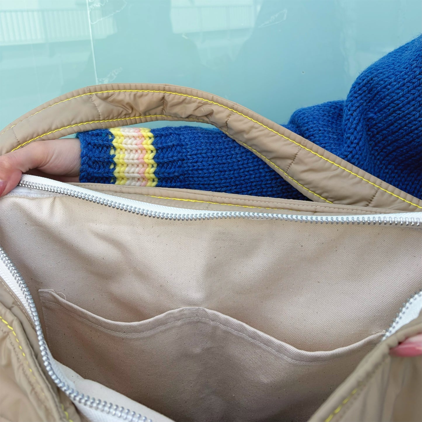 quilting shoulder bag / beige x yellow / キルティングショルダーバッグ