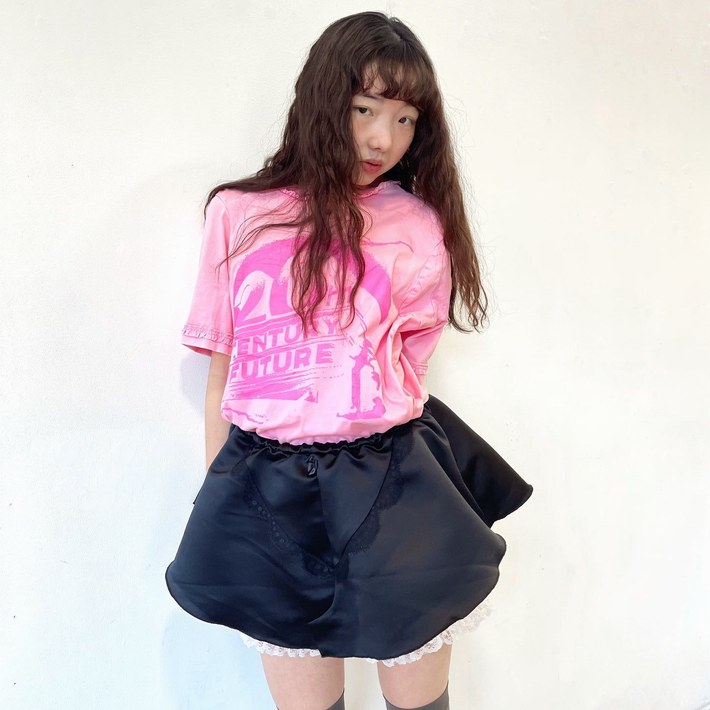 SATIN PANTY SKIRT / BLACK / サテンスカート