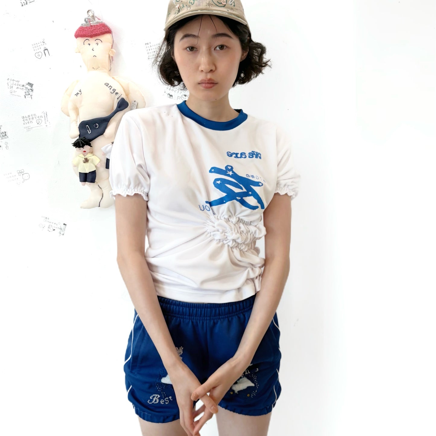THE we are 友T / white×blue / プリントTシャツ