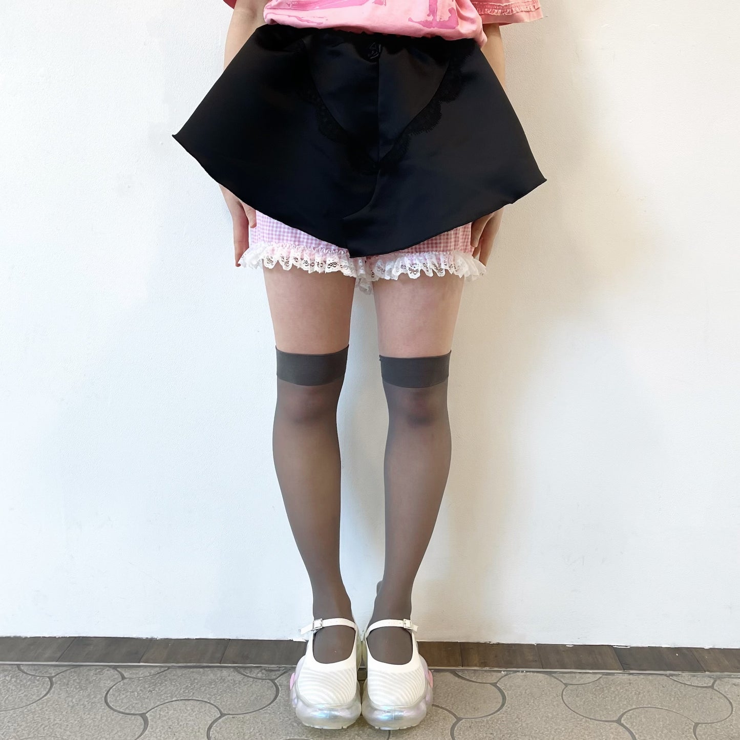 SATIN PANTY SKIRT / BLACK / サテンスカート