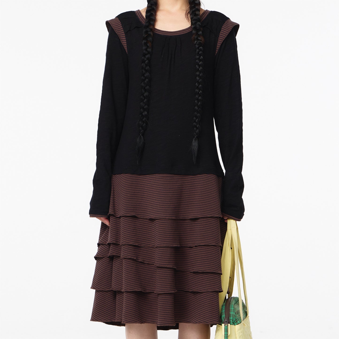 STRIPE CANCAN ONE PIECE / BLACK / ストライプワンピース
