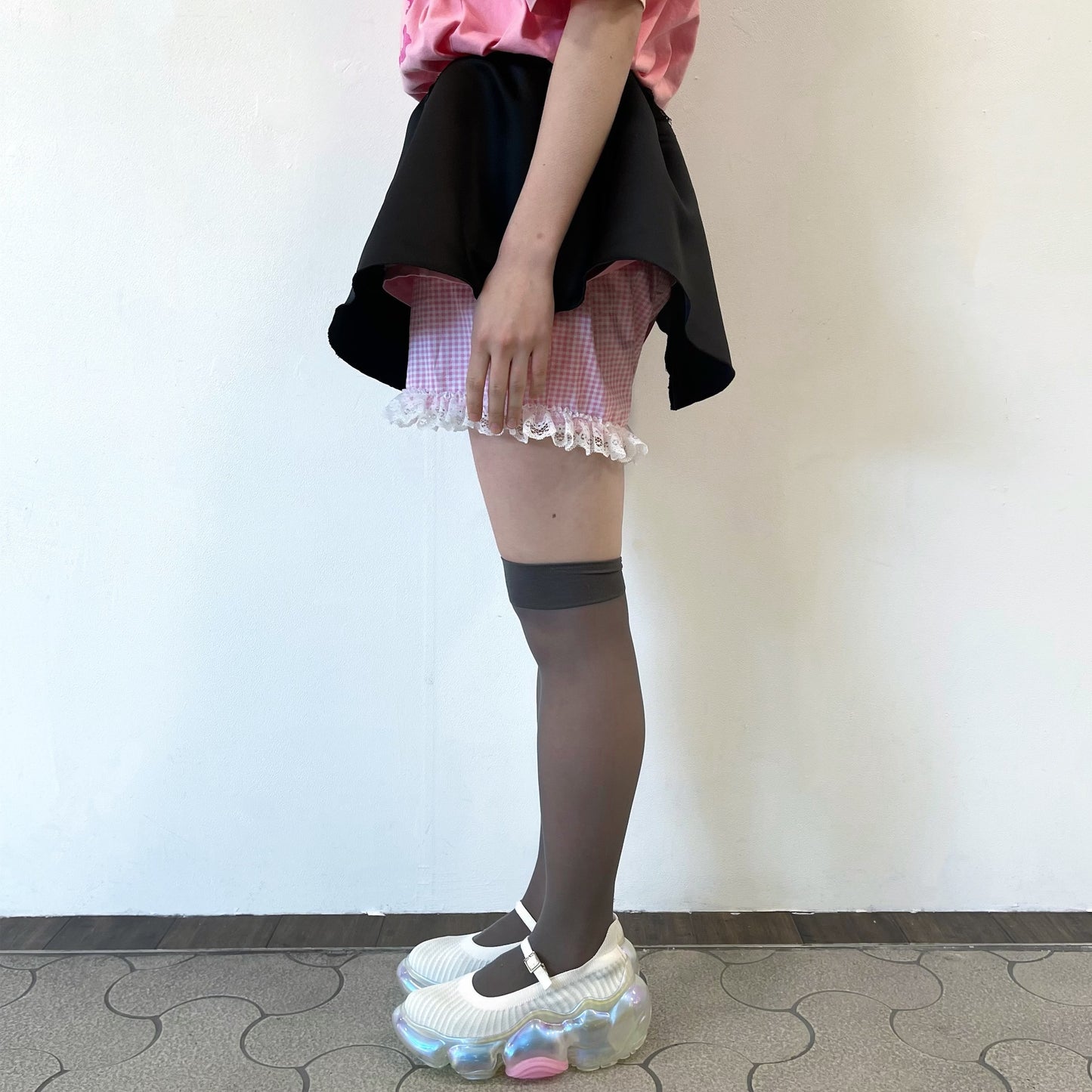 SATIN PANTY SKIRT / BLACK / サテンスカート