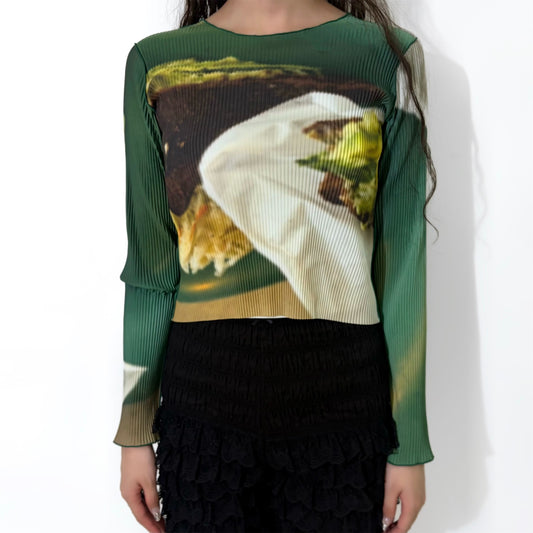 FOOD GRAPHIC TINY TOP GAL / AVOCADO SANDWICH / グラフィックプリーツトップ