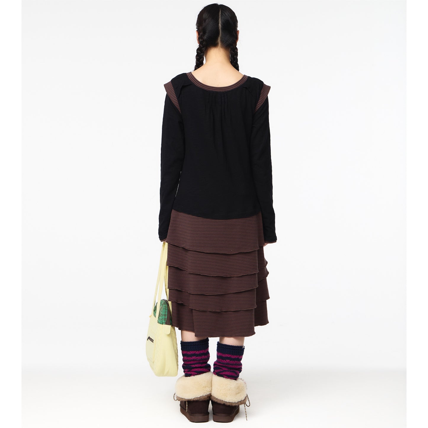 STRIPE CANCAN ONE PIECE / BLACK / ストライプワンピース