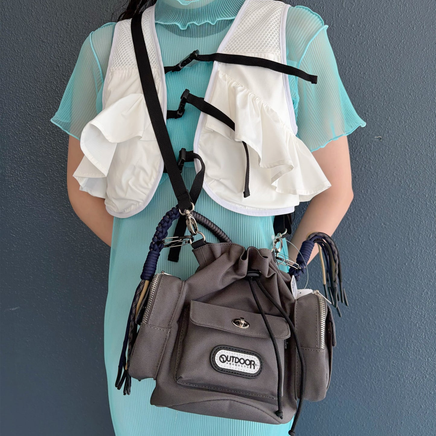 2WAY MULITI POCKET POUCH BAG / GRAY / 2WAYマルチポケット巾着BAG feat.OUTDOOR PRODUCTS