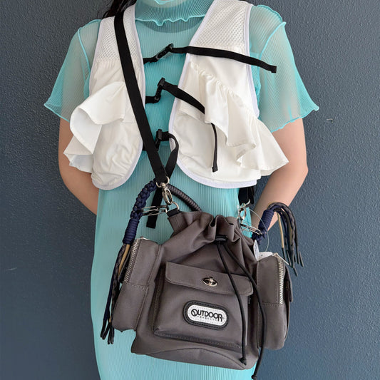 2WAY MULITI POCKET POUCH BAG / GRAY / 2WAYマルチポケット巾着BAG feat.OUTDOOR PRODUCTS