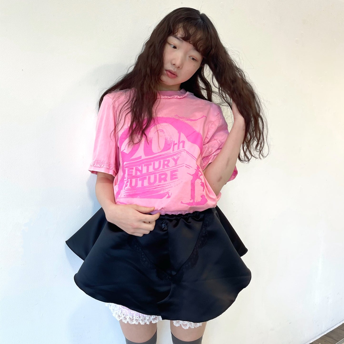 SATIN PANTY SKIRT / BLACK / サテンスカート