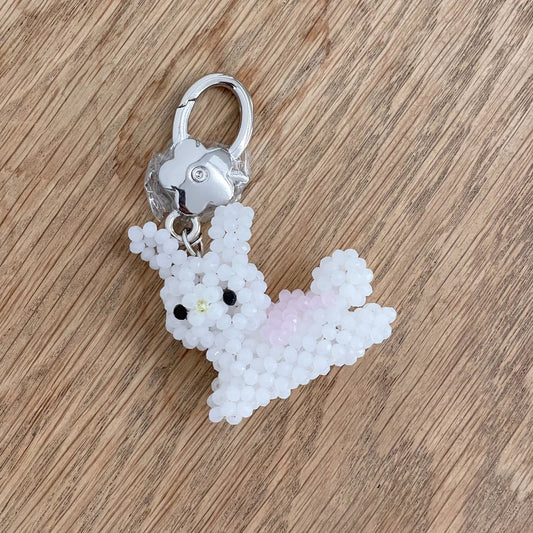 White Rabbit Key Ring / うさぎのビーズキーリング