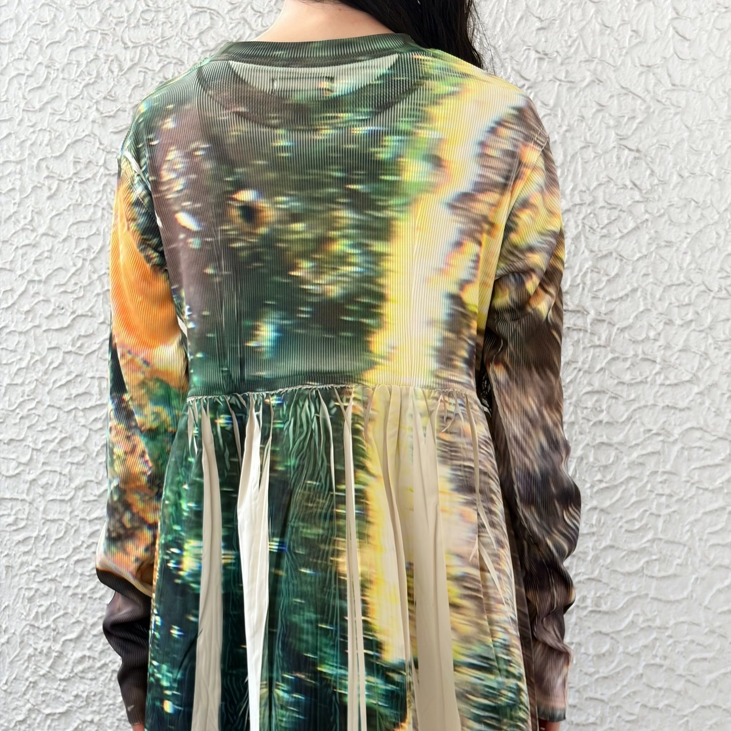 DIRECT PRINT RIB GATHER ONE-PIECE / YELLOW / ダイレクトプリントリブギャザーワンピース
