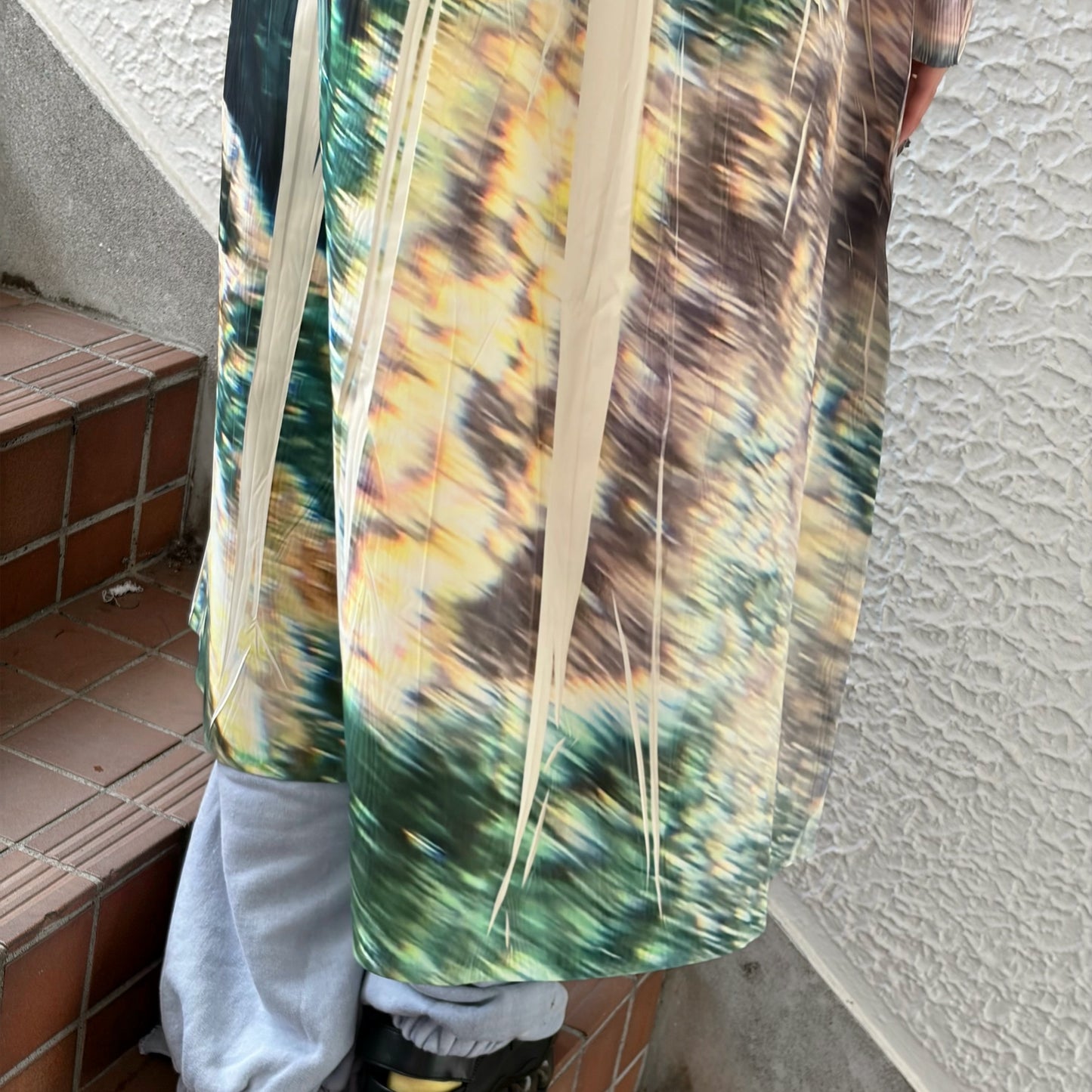 DIRECT PRINT RIB GATHER ONE-PIECE / YELLOW / ダイレクトプリントリブギャザーワンピース