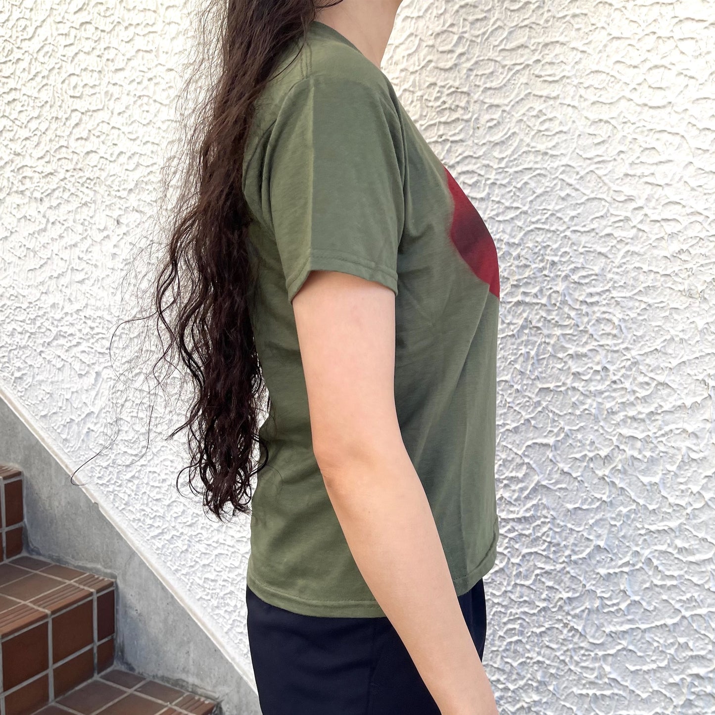 Khaki lips tee M / エアブラシTシャツ