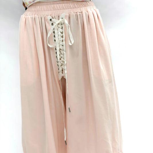 [fa.er.ie] lace-up half pants / pink / レースアップハーフパンツ