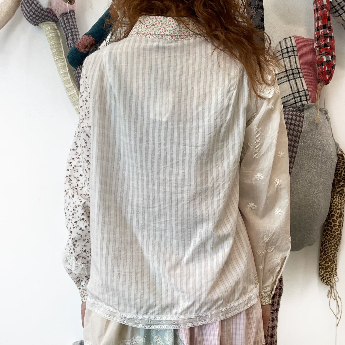 Asymmetry shirt / White Flower / アシンメトリーシャツ