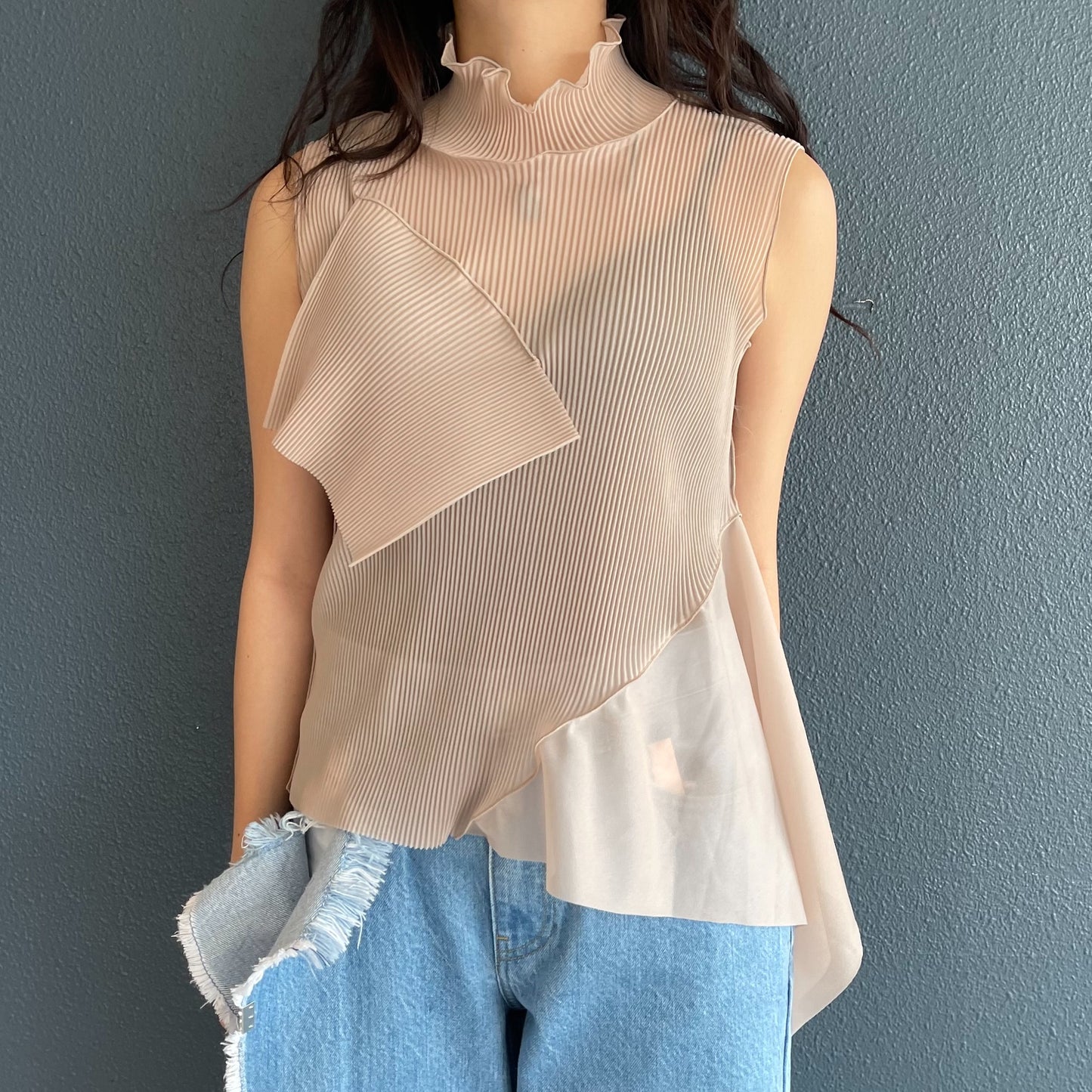 Asymmetry Sheer Top / BEIGE / アシンメトリーシアートップ | シープ