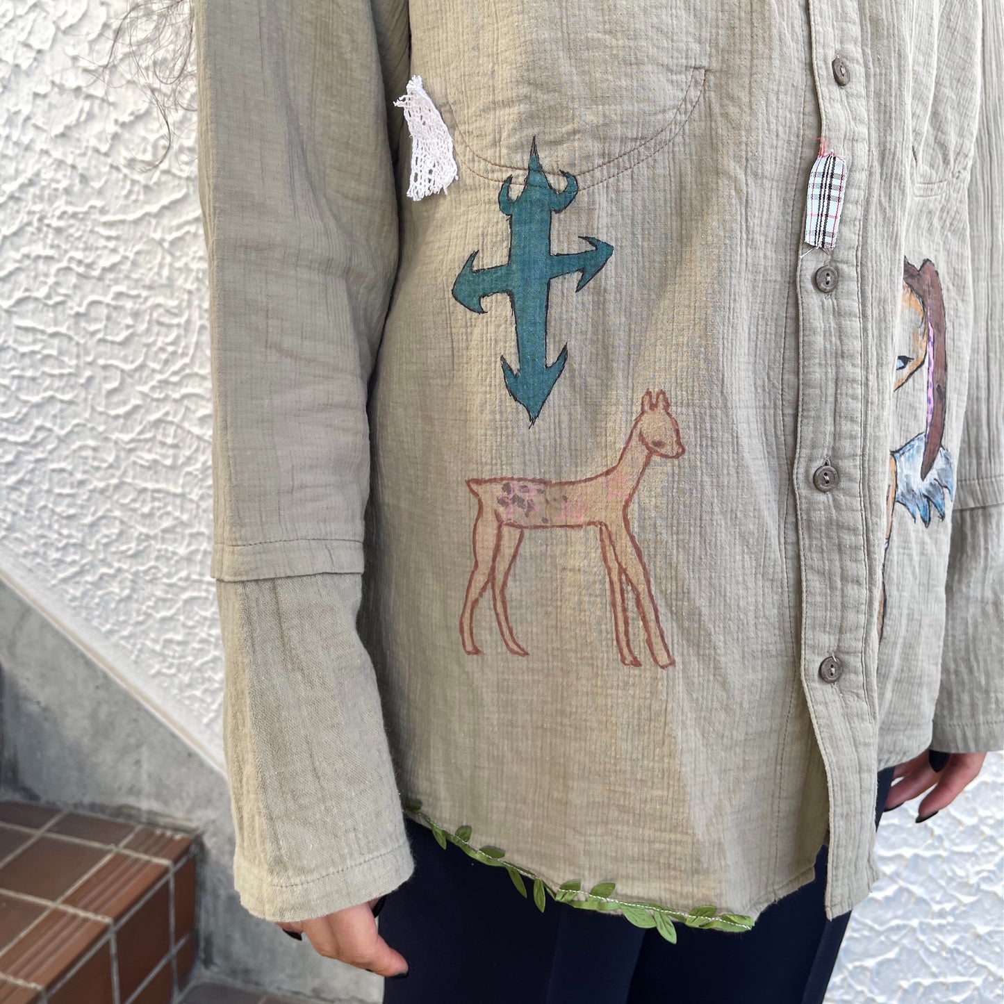 【trust teji 】Long sleeve boy blouse+ / Khaki / ロングスリーブボーイブラウス