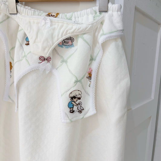 HOMEWEAR SKIRT / WHITE / 刺繍スカート