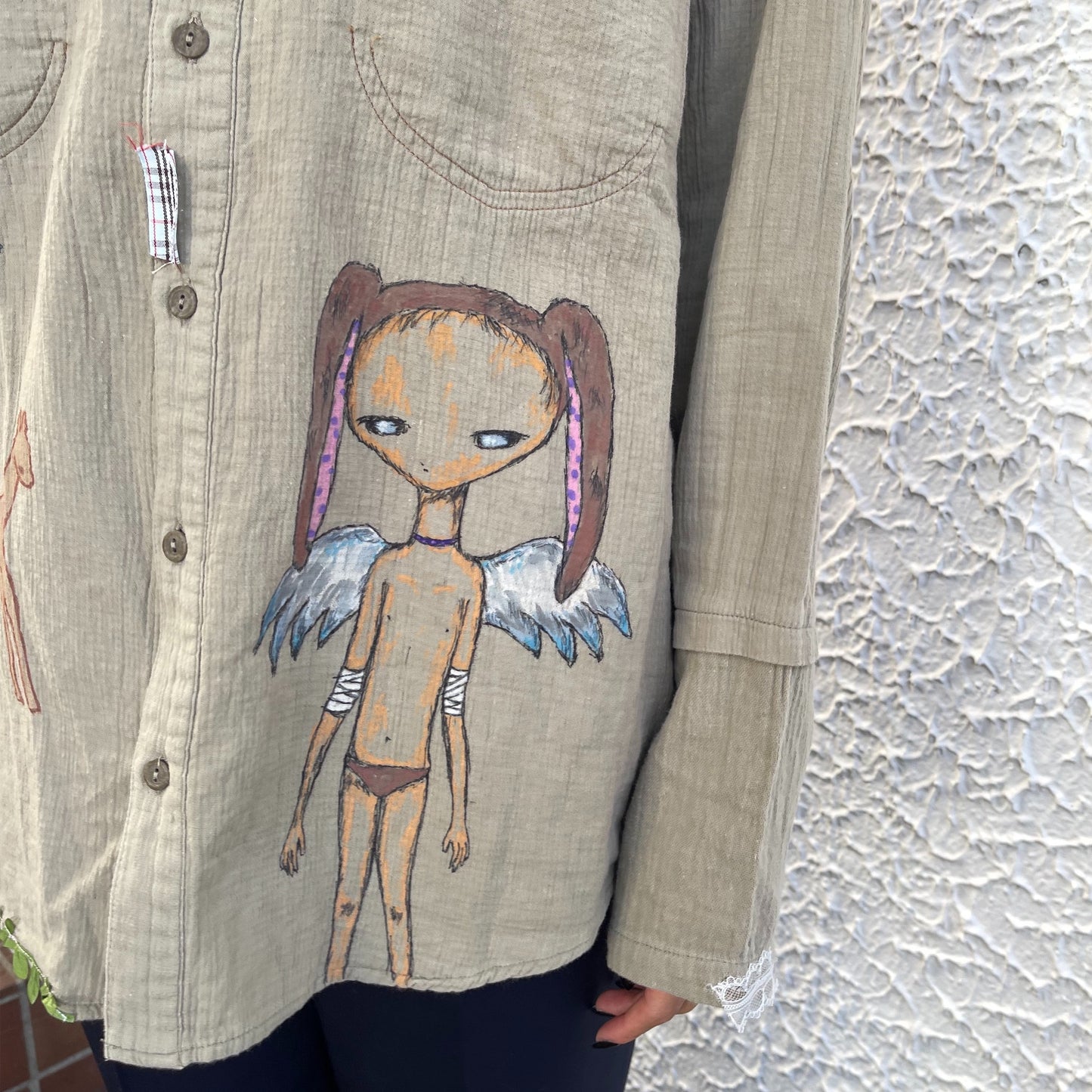 【trust teji 】Long sleeve boy blouse+ / Khaki / ロングスリーブボーイブラウス