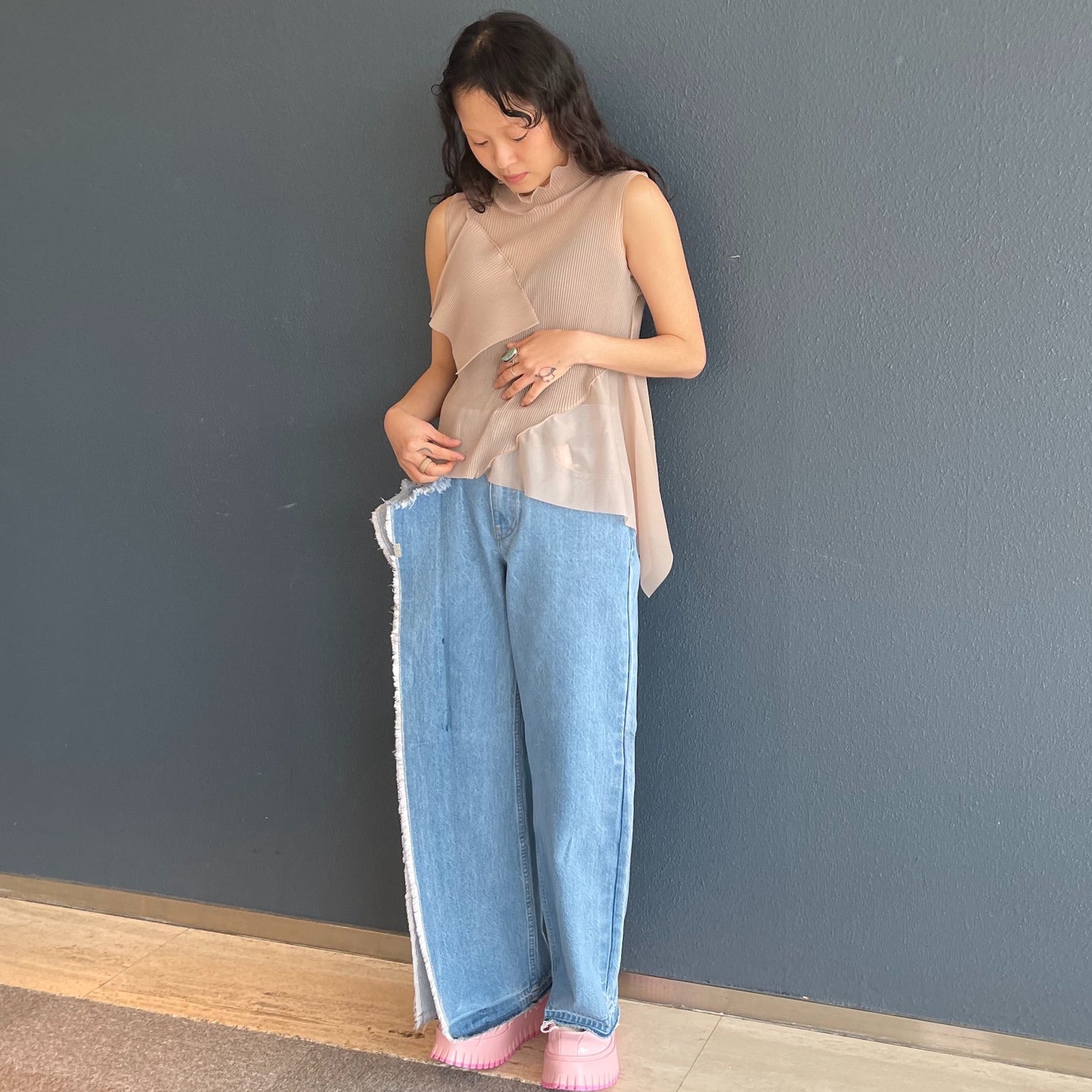 Asymmetry Sheer Top / BEIGE / アシンメトリーシアートップ | シープ