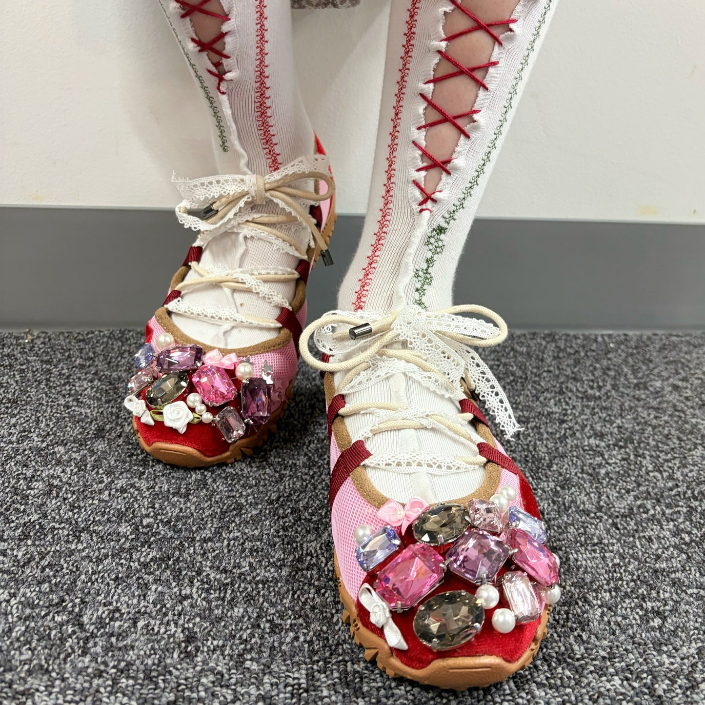 custom shoes / turn / red x pink / 24cm