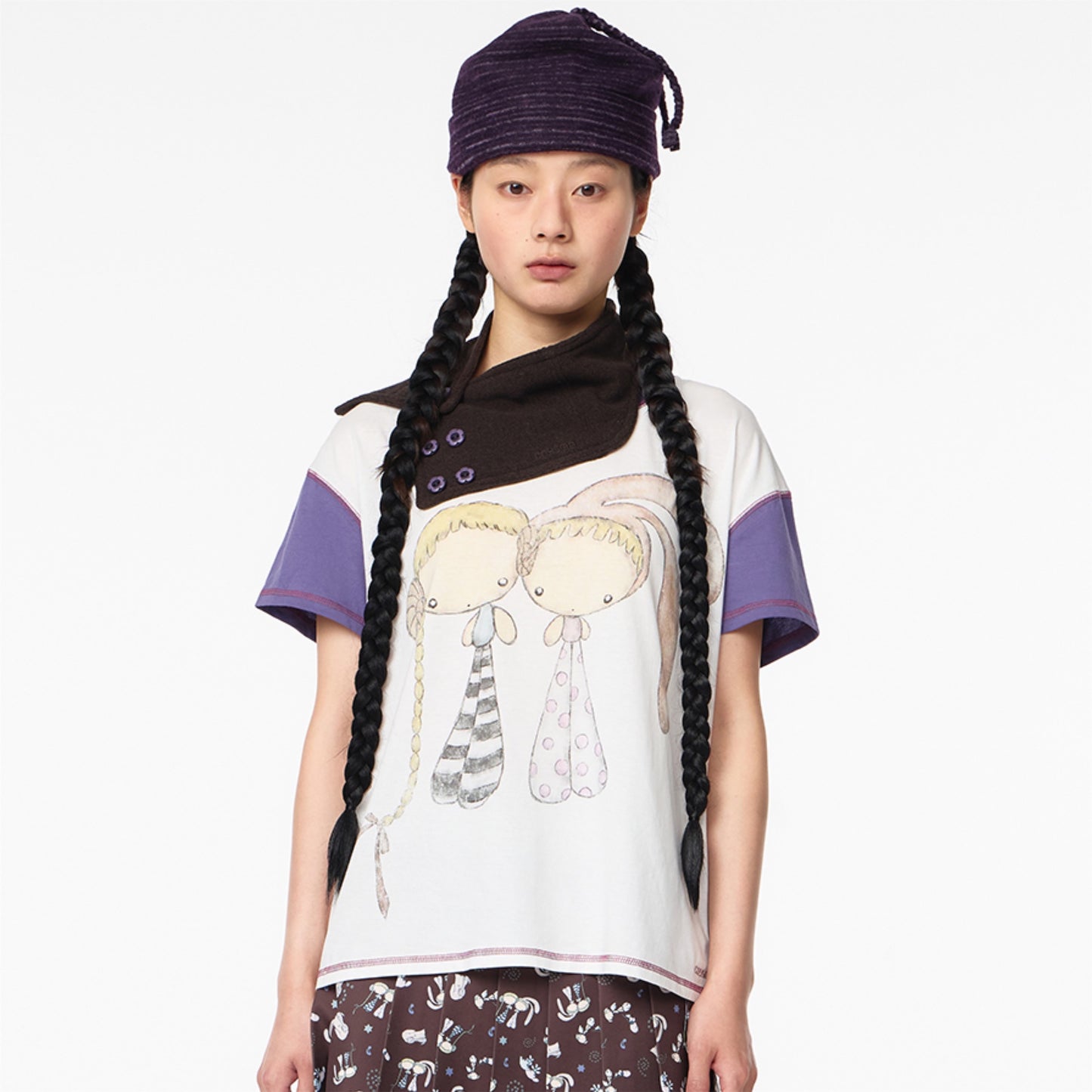 COLOR BLOCK GRAPHIC T-SHIRT / WHITE / カラーブロックTシャツ