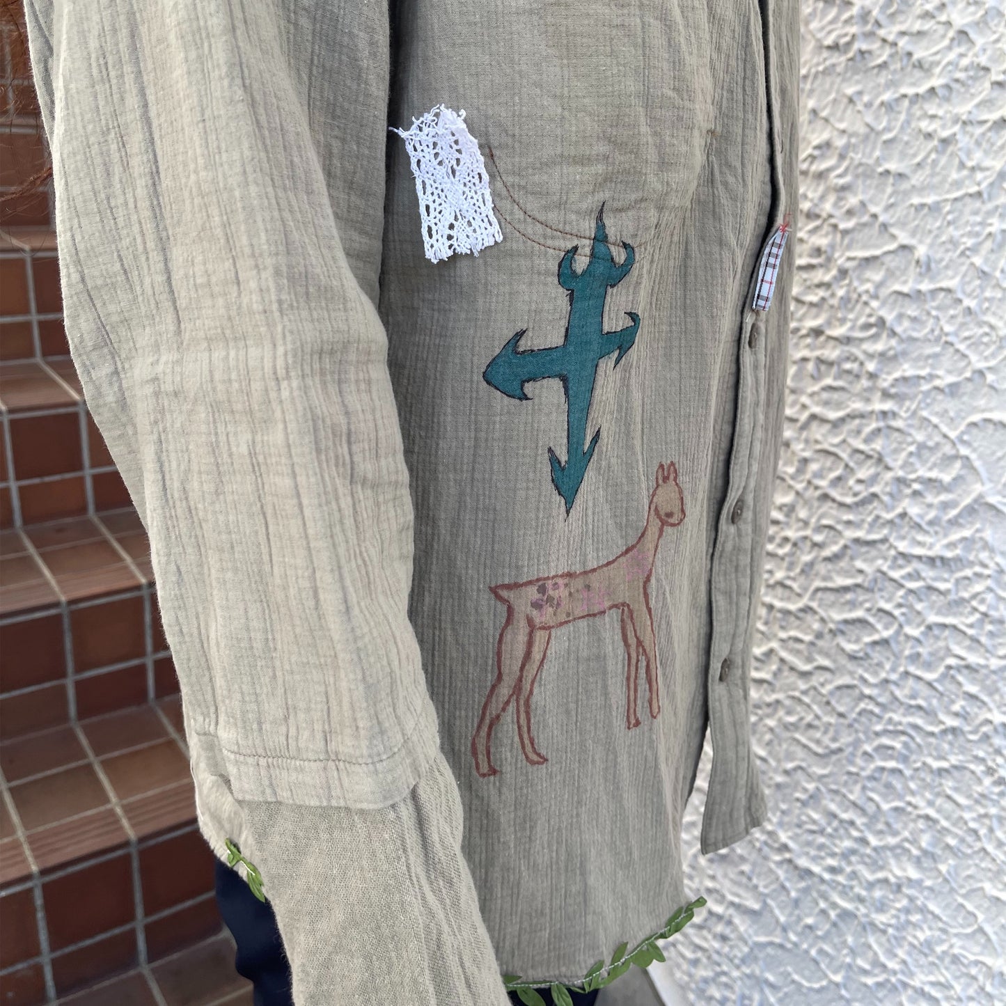 【trust teji 】Long sleeve boy blouse+ / Khaki / ロングスリーブボーイブラウス