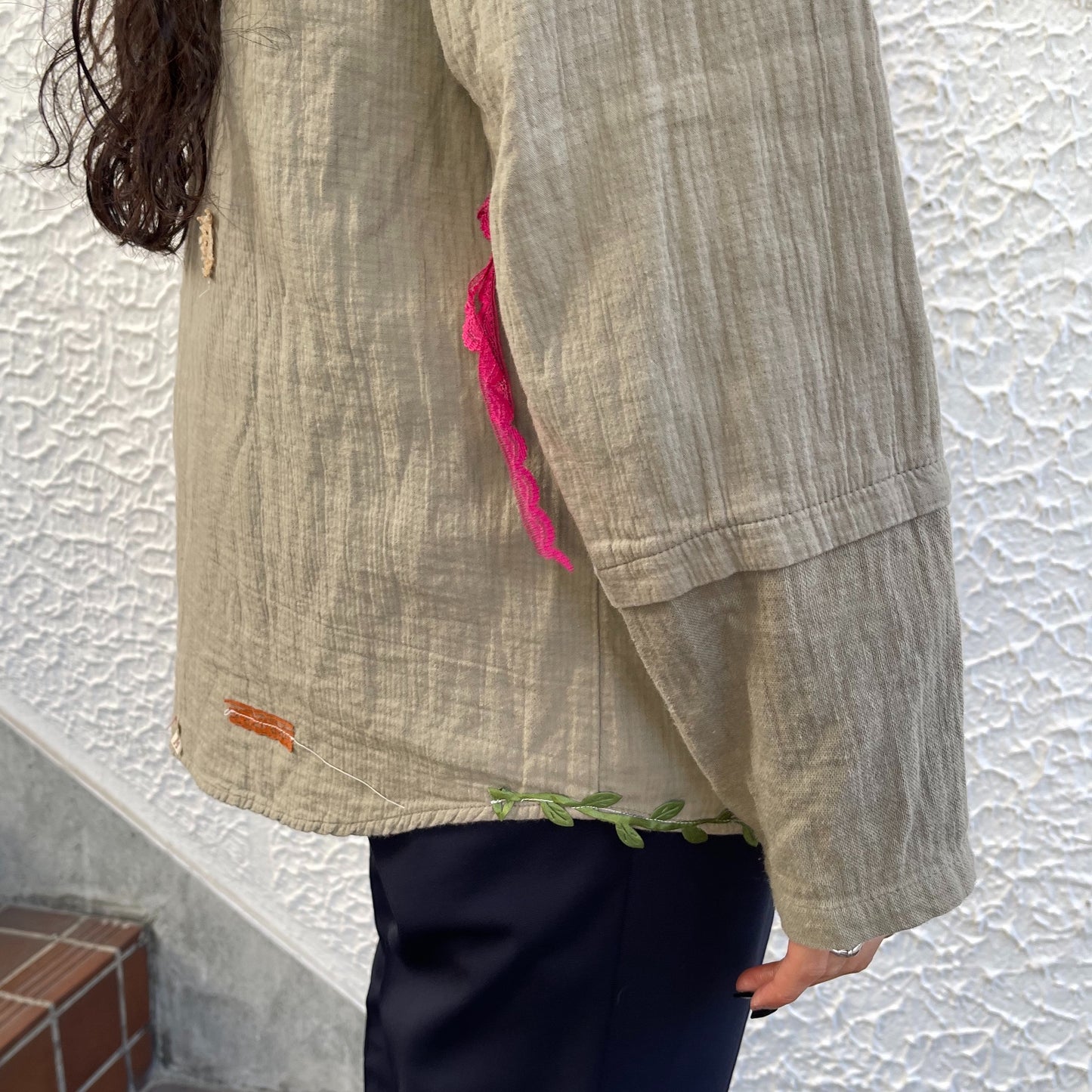 【trust teji 】Long sleeve boy blouse+ / Khaki / ロングスリーブボーイブラウス