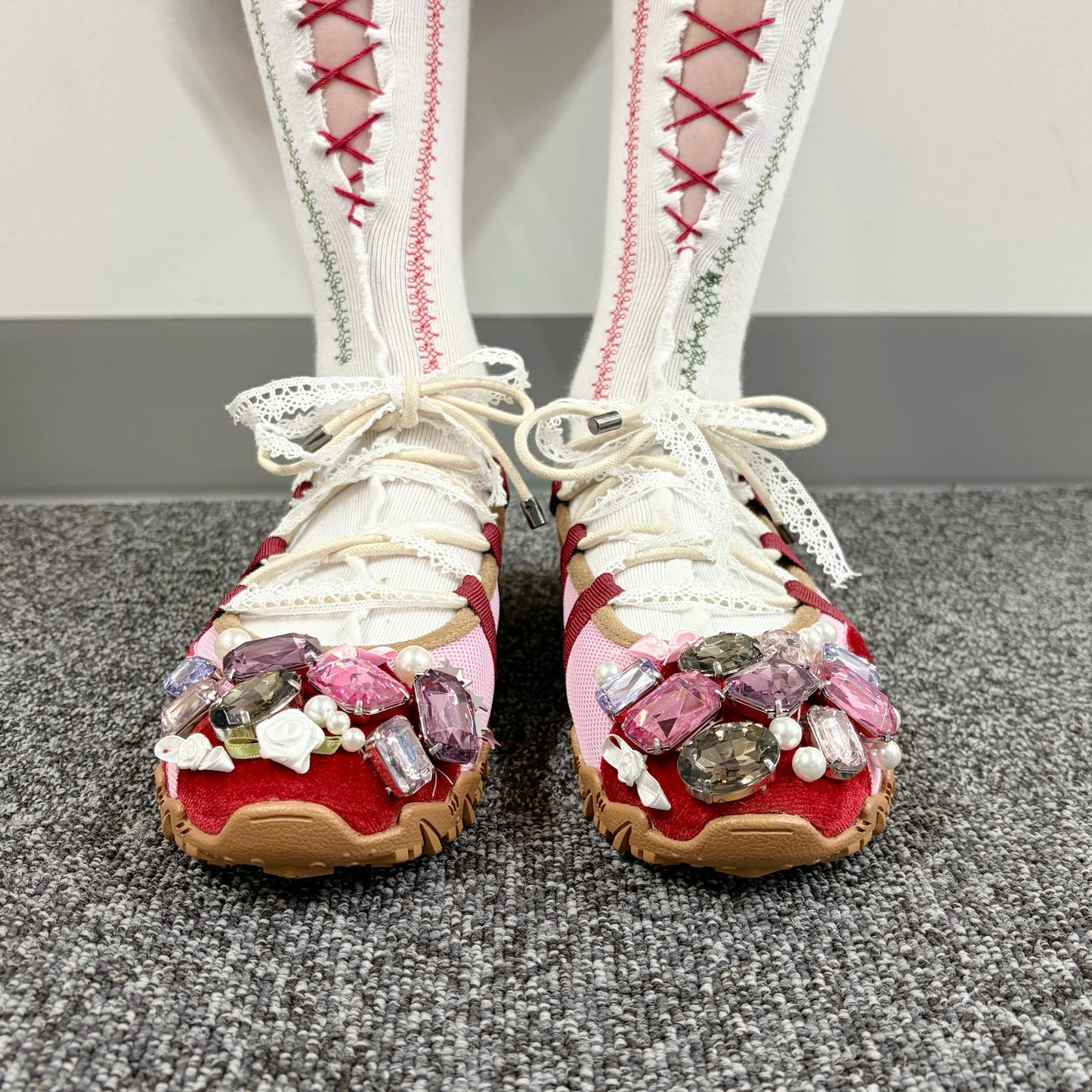 custom shoes / turn / red x pink / 24cm