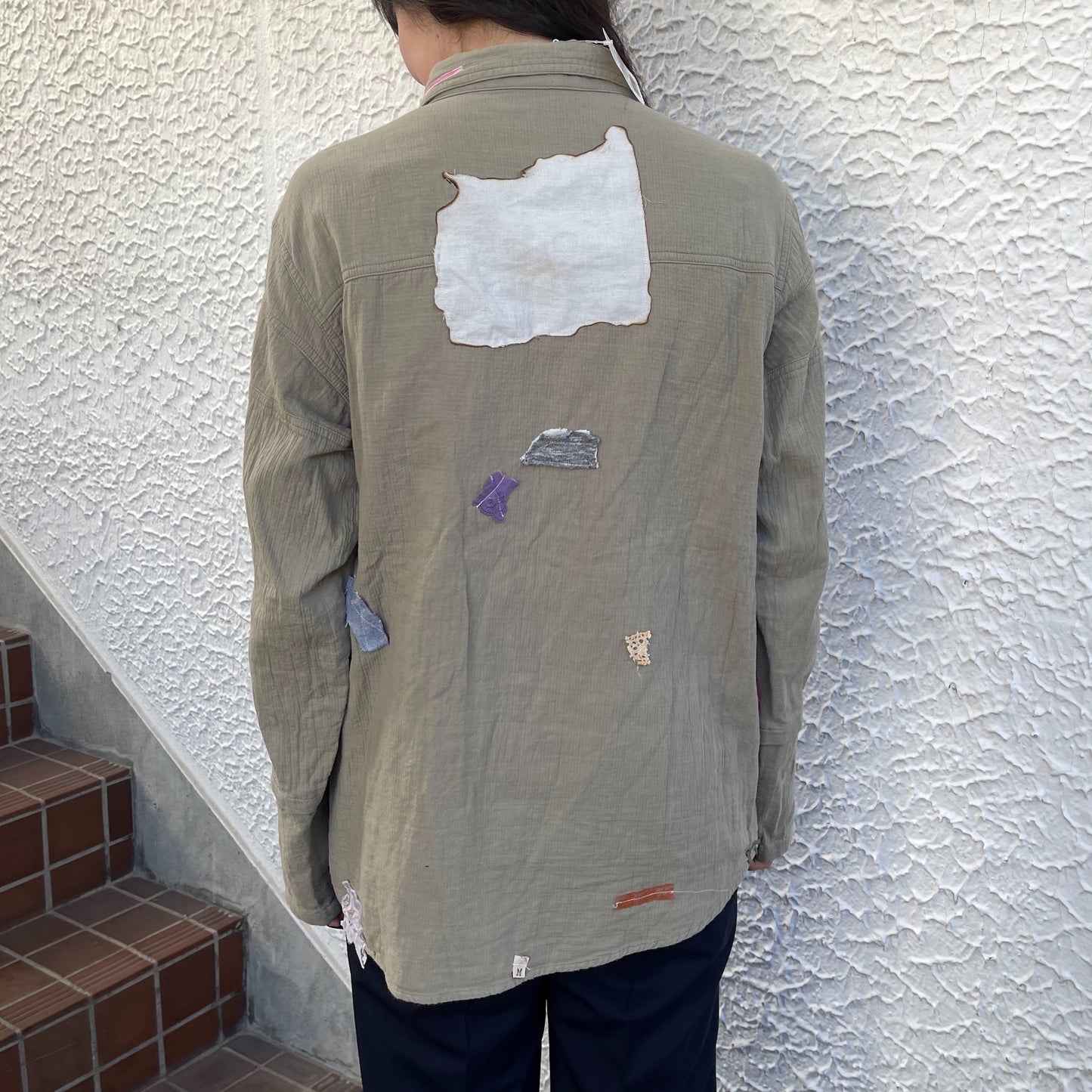 【trust teji 】Long sleeve boy blouse+ / Khaki / ロングスリーブボーイブラウス
