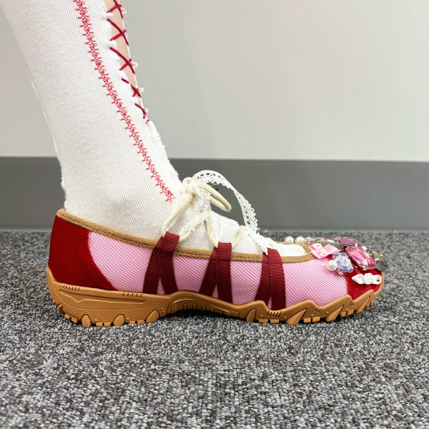 custom shoes / turn / red x pink / 24cm