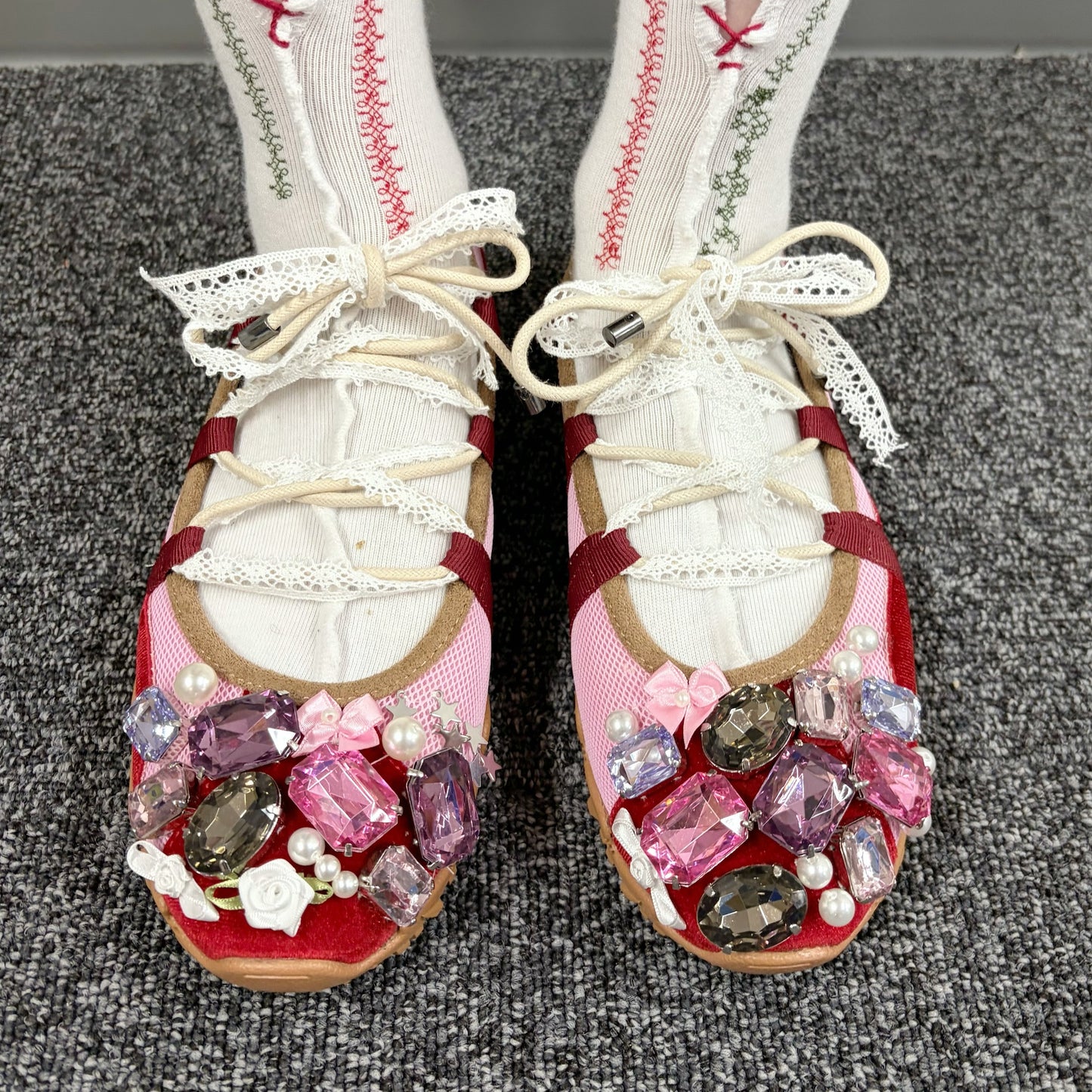 custom shoes / turn / red x pink / 24cm