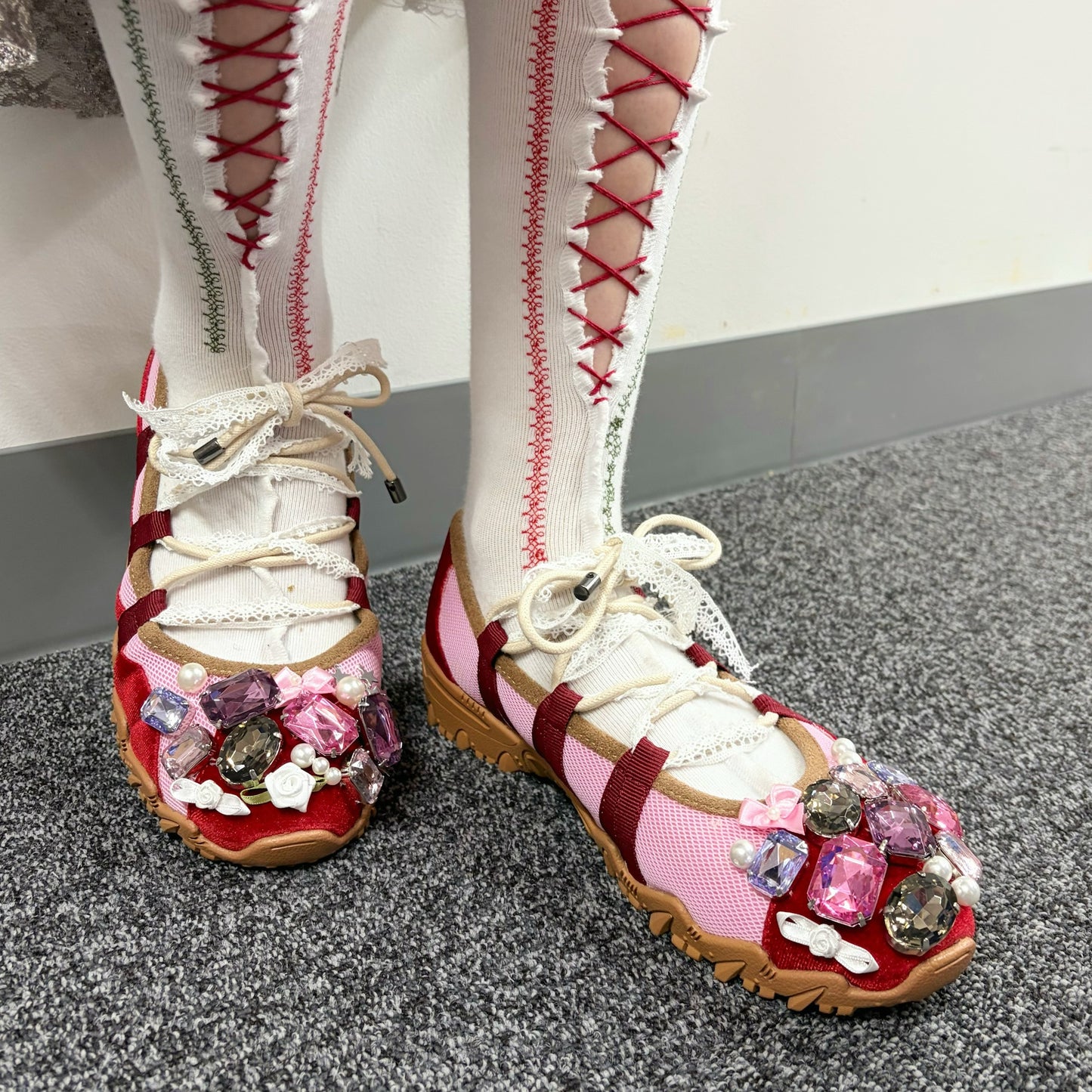 custom shoes / turn / red x pink / 24cm