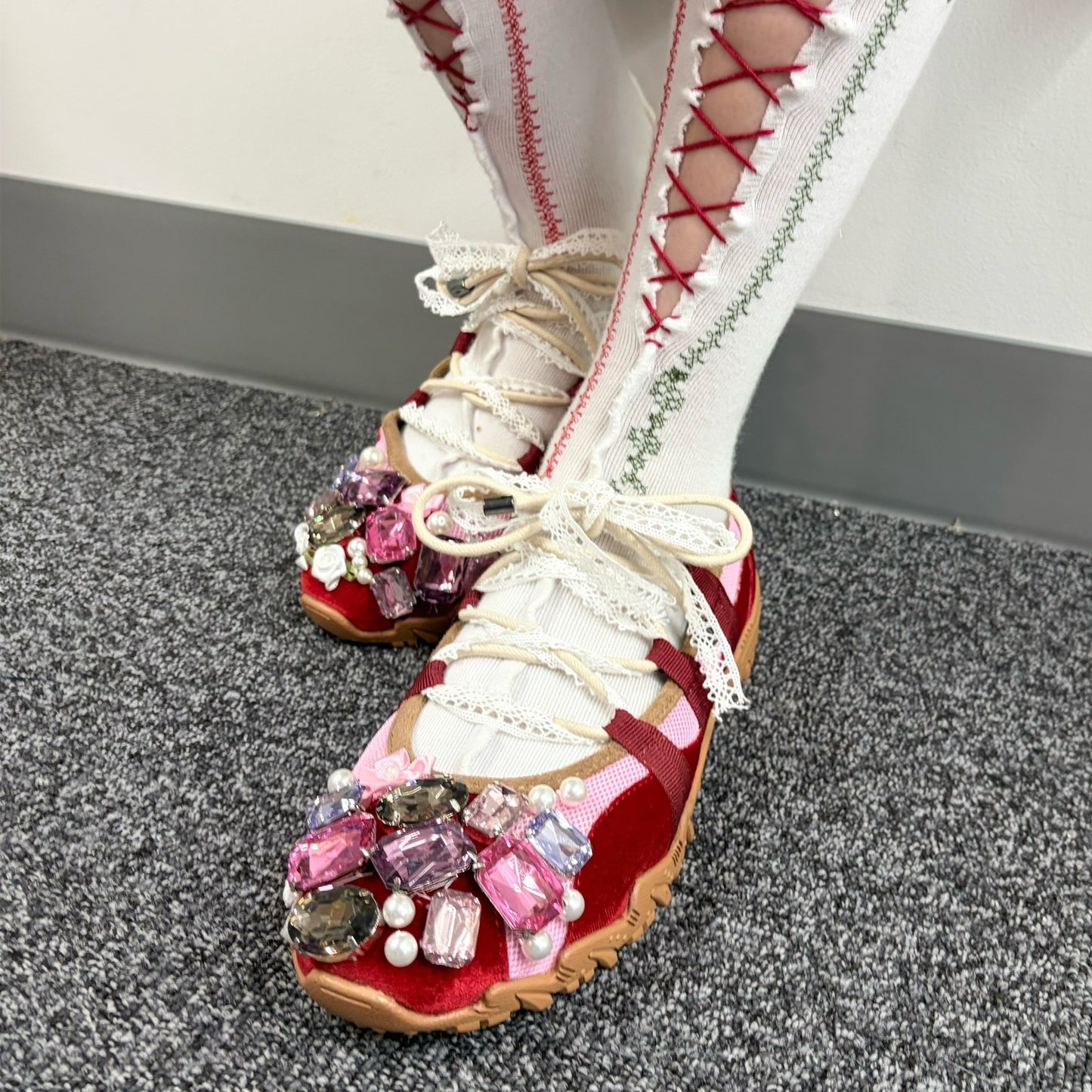 custom shoes / turn / red x pink / 24cm