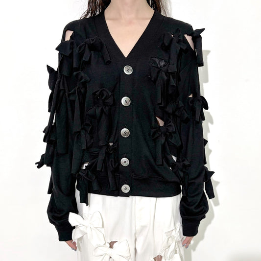 Ribbon cardigan / Black / リボンカーディガン
