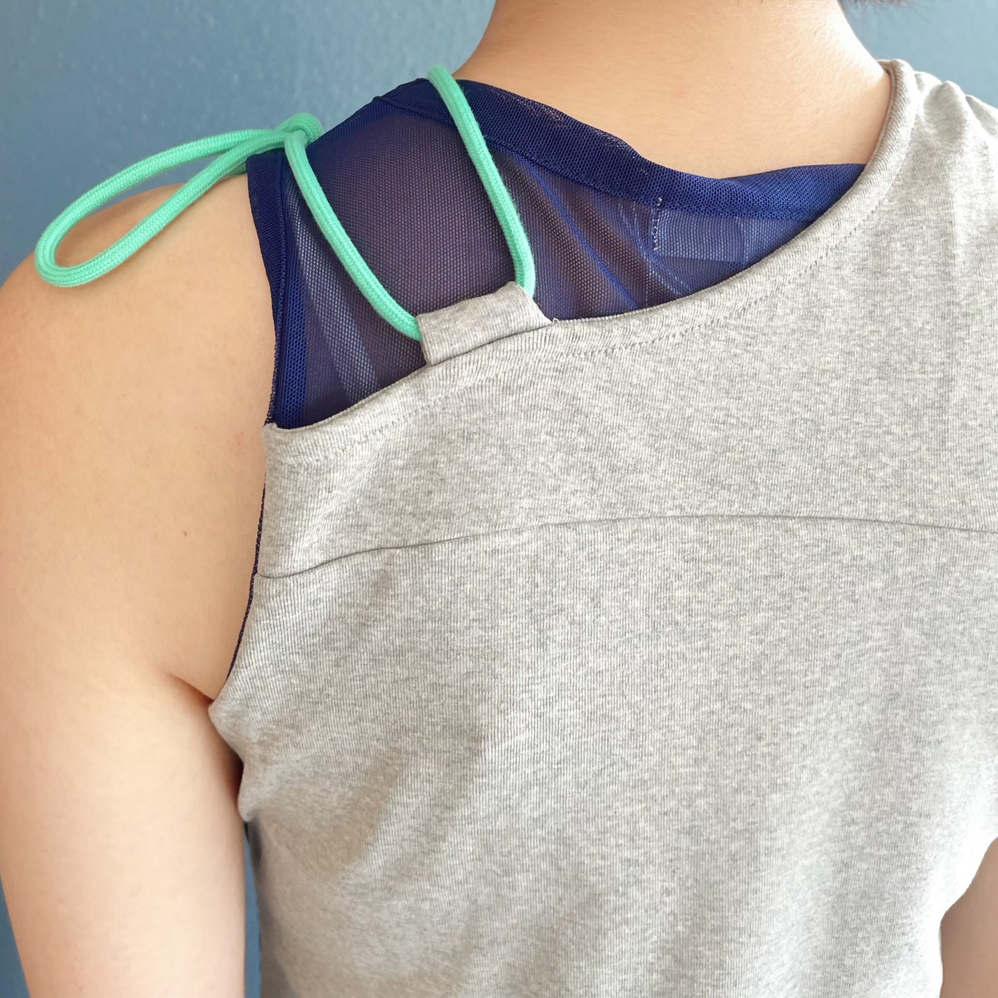 Panelled shiring top /  dark melange / パネルシャーリングトップ
