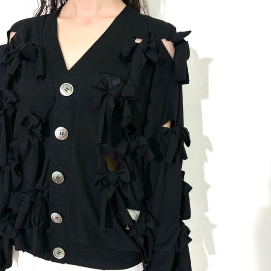 Ribbon cardigan / Black / リボンカーディガン