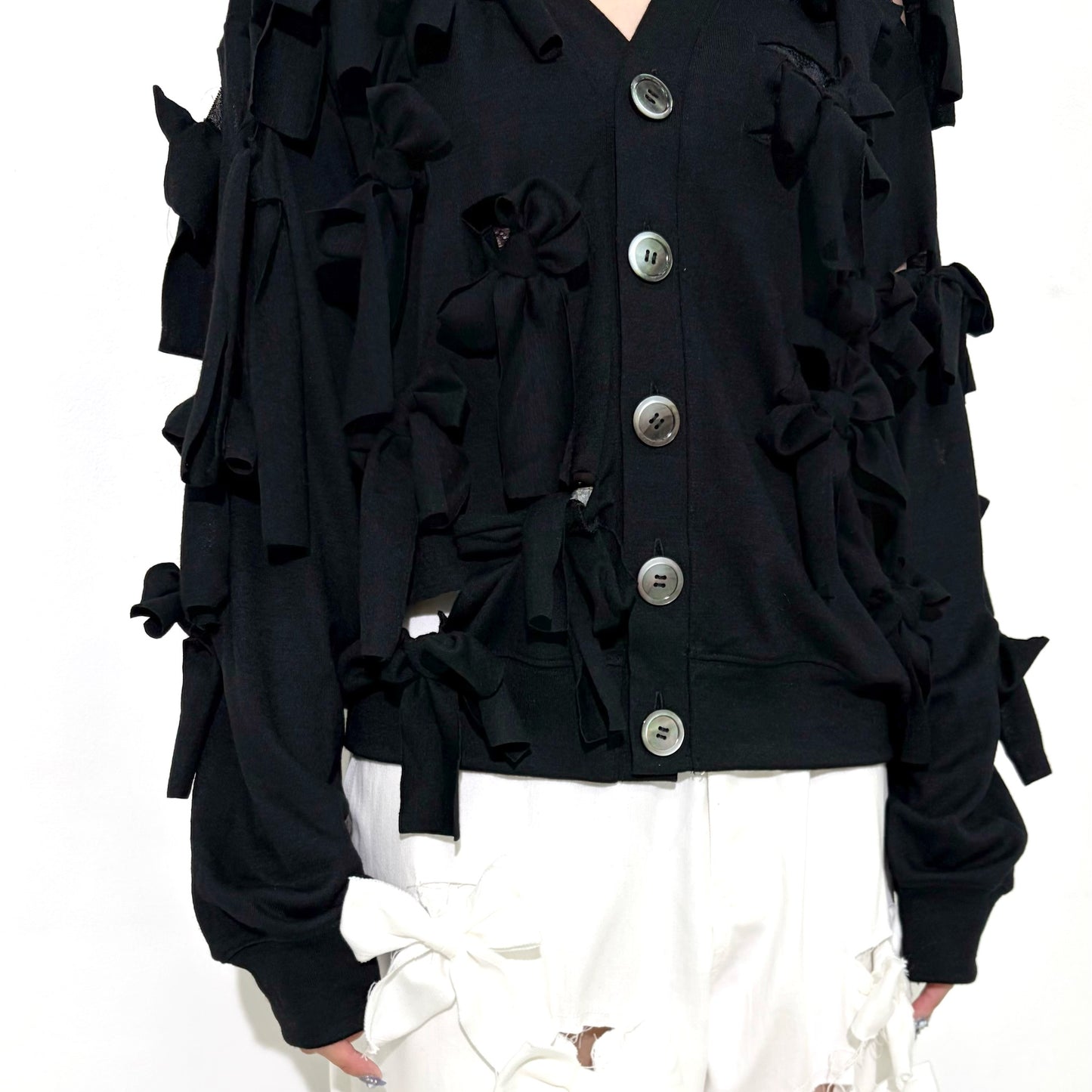 Ribbon cardigan / Black / リボンカーディガン