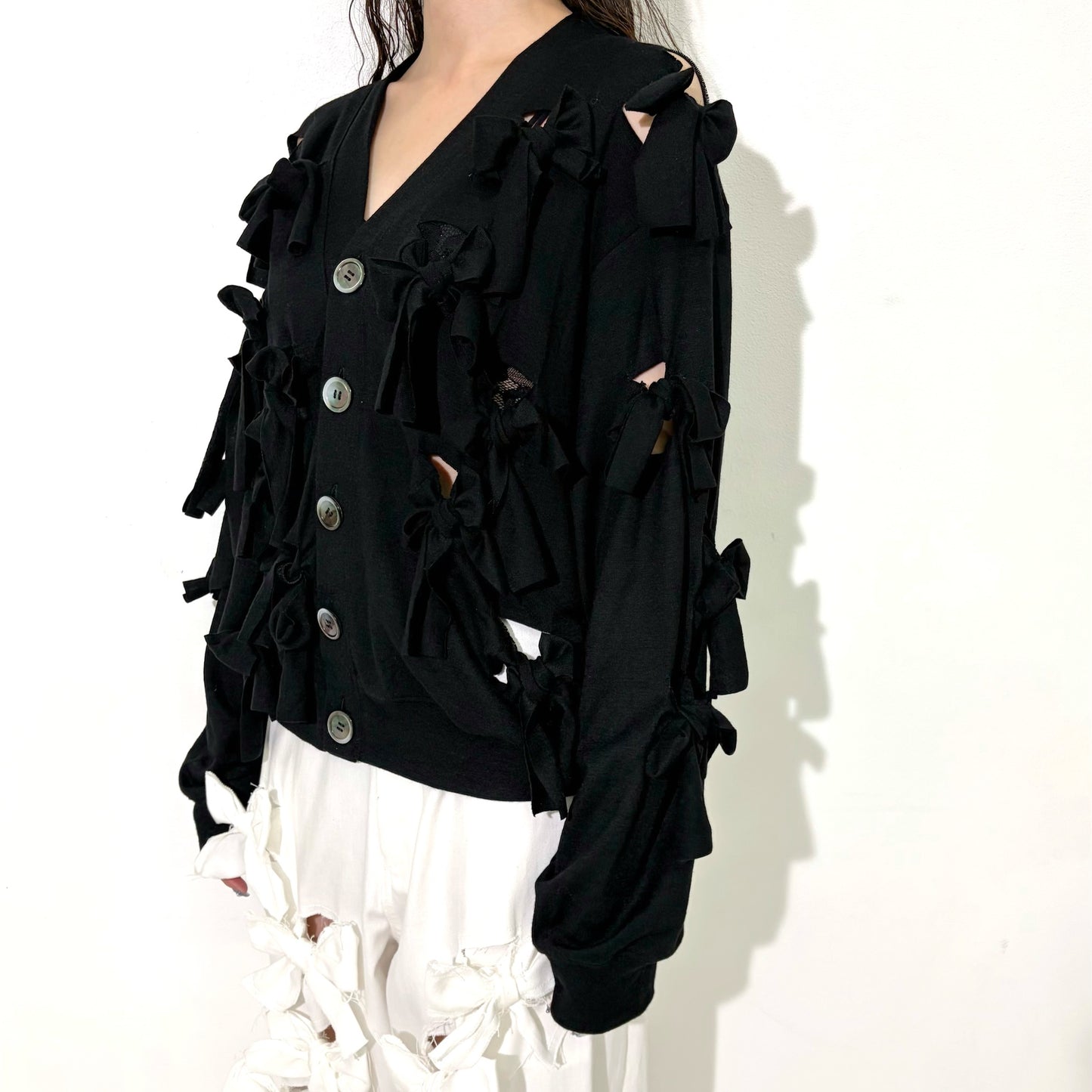 Ribbon cardigan / Black / リボンカーディガン