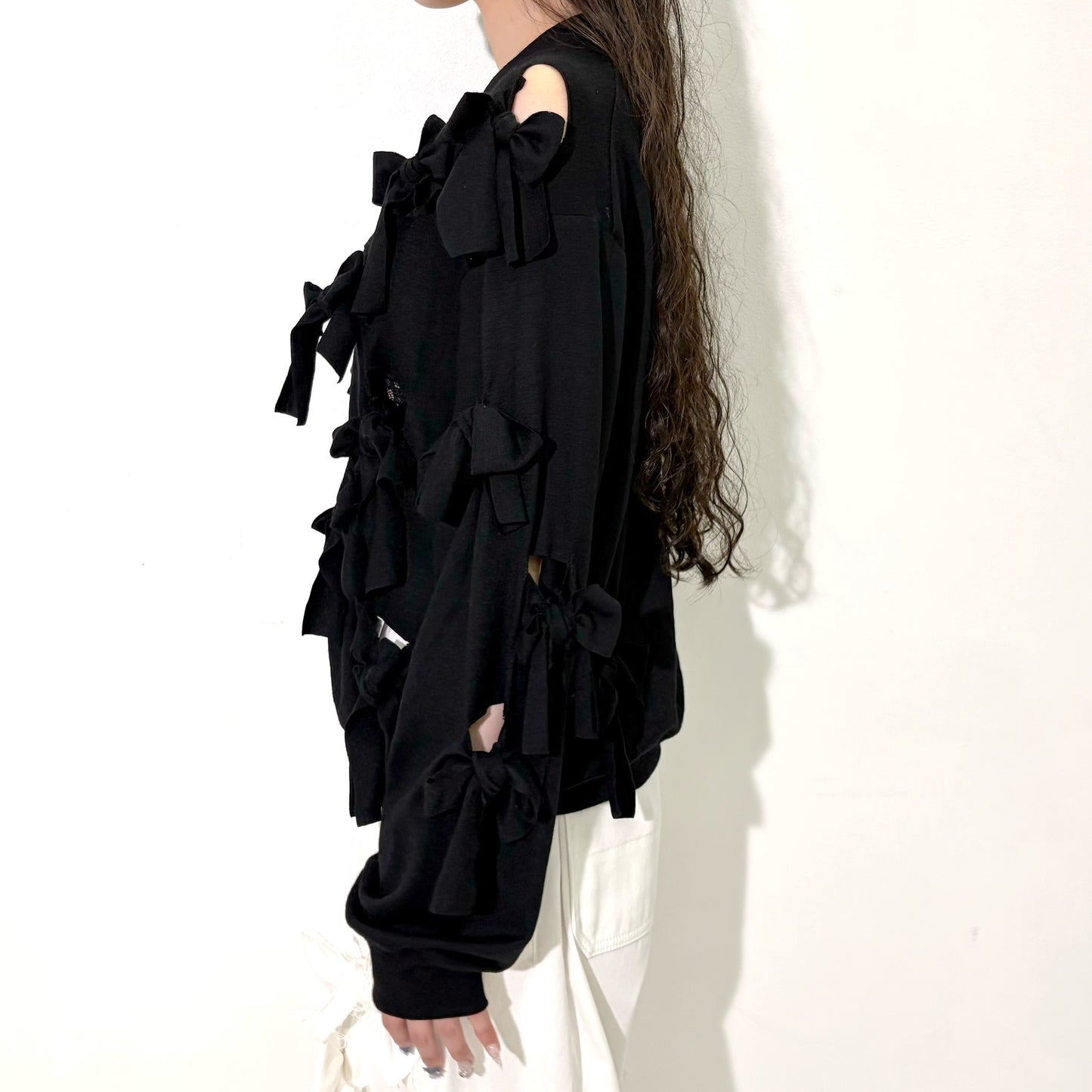 Ribbon cardigan / Black / リボンカーディガン
