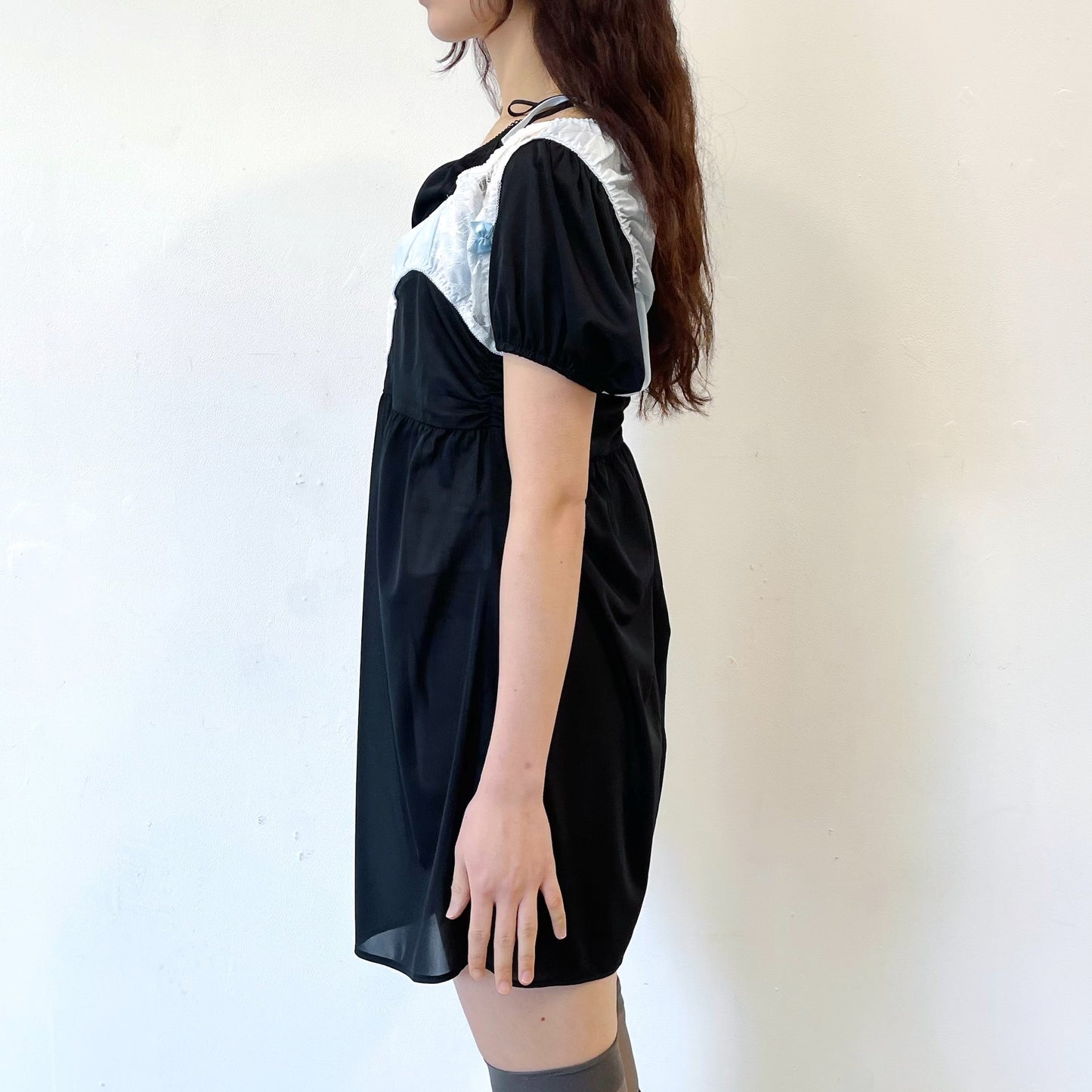 2 COLORS NICKERS DRESS / BLACK / バイカラーランジェリードレス